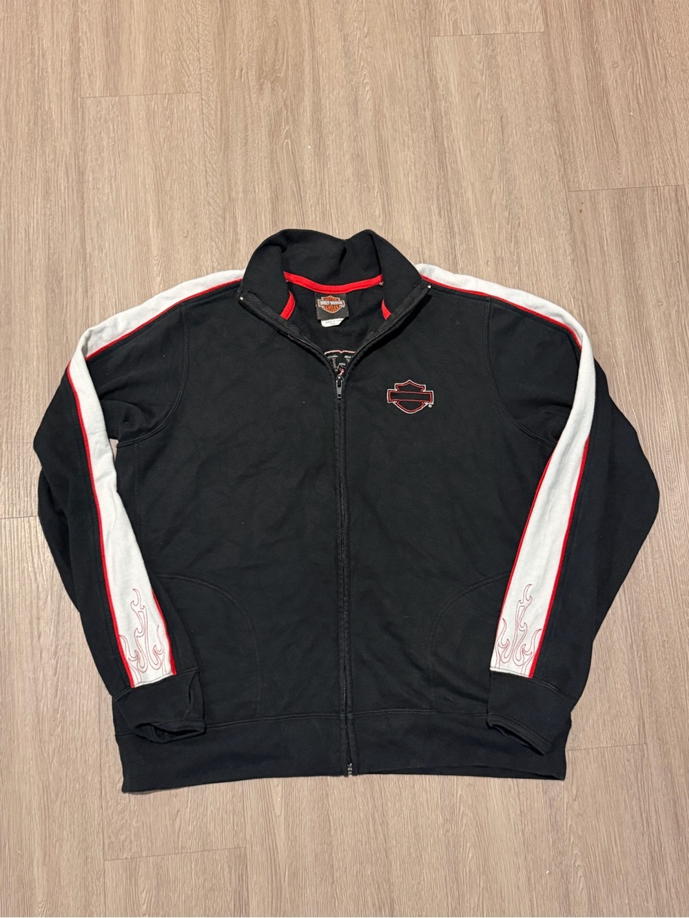 Harley Davidson Jacket Womens Sz L Genuine Motor Embroidered Carolina Coast
